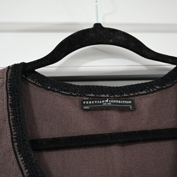 Peruvian Connection Size Small 100% Pima Cotton Knit Brown Fit and Flare Dress - Picture 4 of 7